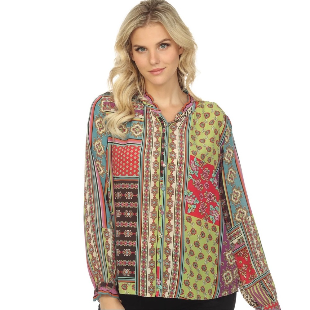 Johnny Was Patch Presley Blouse NWOT